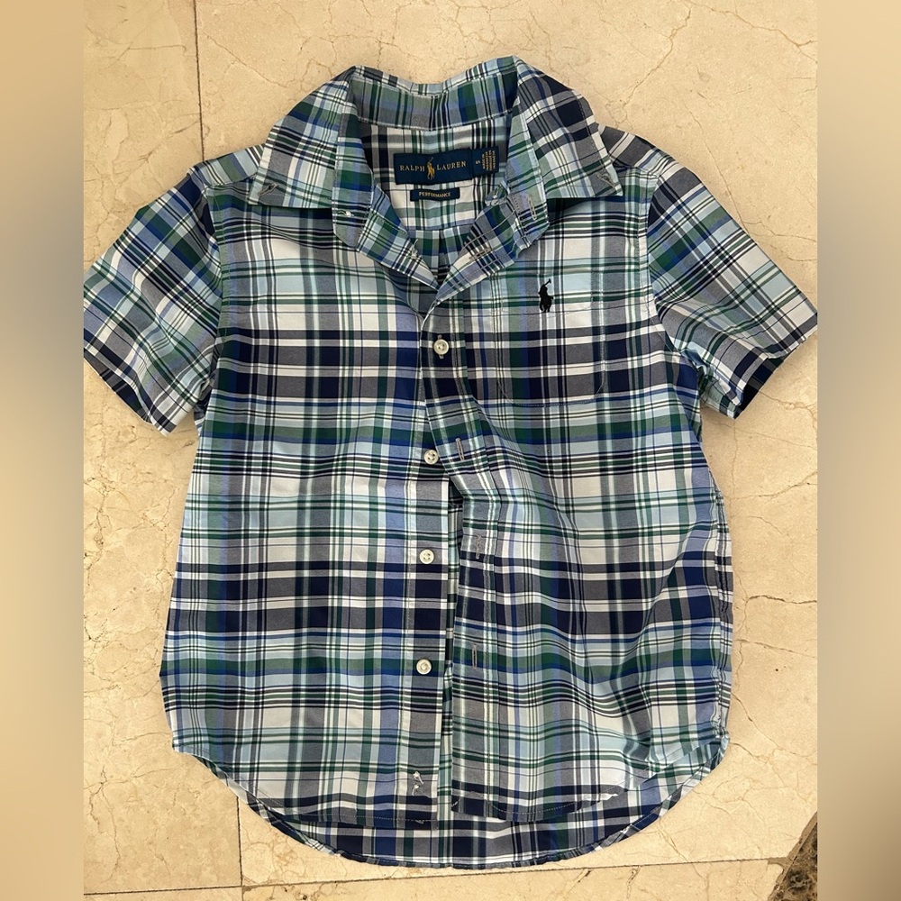 Ralph Lauren Kids Green and Blue Checkered Shirt